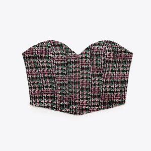 NWOT ZARA STRUCTURED CORSET CROP TOP ONLY ONE REF. 3067/004 | PLAID CORSET | S